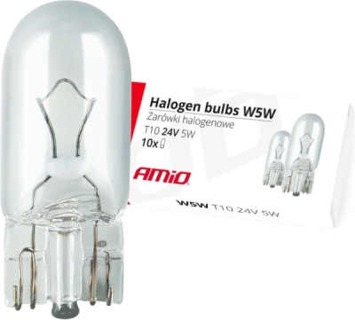 AMIO Halogénové žiarovky W5W T10 5W W2 1x9.5d 24V - 01002