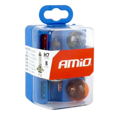AMIO Sada Halogénových žiaroviek a autopoistiek H7 8ks - 01499