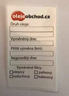 štítek na výměnu oleje 1ks