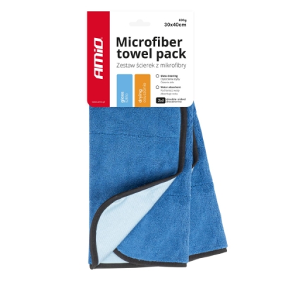 Mikrovlákno na mytí, čištění oken a sušení auta 2v1 30x40 cm 2 ks 630g AMIO-03747