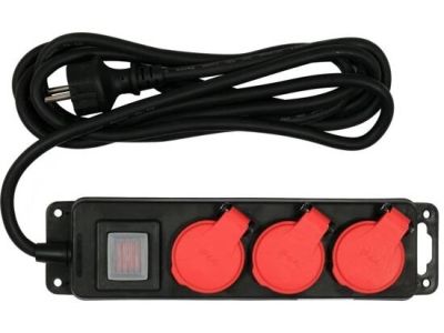 Kabel prodlužovací dílenský 3 m vypínač 3 zásuvky YATO YT-81240