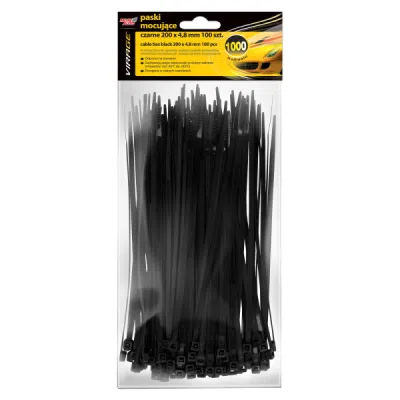 Moje Auto Virage VIRAGE Černé stahovací pásky 100 ks 200x4,8mm
