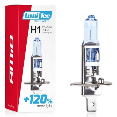 Halogenová žárovka H1 12V 55W LumiTec Super White +120% AMIO-02135