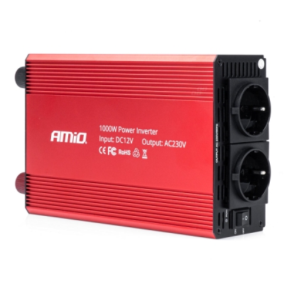 Napájecí měnič do auta 12V 230V 1000W AMIO-03283