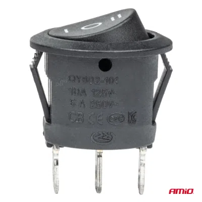 Černý spínač kulatý 12/230V BU03 AMIO-02463