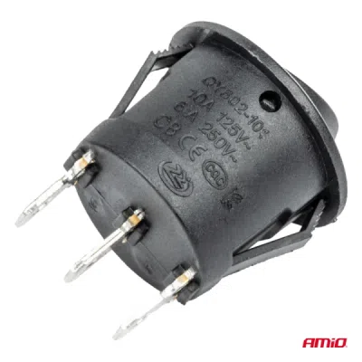 Černý spínač kulatý 12/230V BU03 AMIO-02463