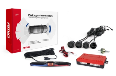 Sada parkovacích senzorů, couvací senzory MAX LED, 4 černé senzory AMIO-02287