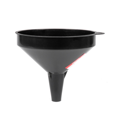 Univerzální černý plastový trychtýř na palivo, kapalinu, vodu, 14,5 cm AMIO-04045