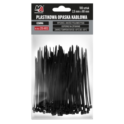 MA Professional plastové stahovací pásky 2,5 mm x 80 mm 100 ks