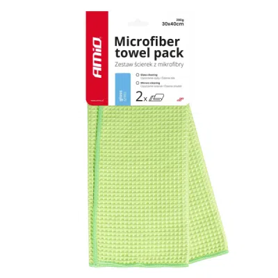 Vaflová utěrka z mikrovlákna na sklo, okna a zrcadla 40x30 cm 2 ks AMIO-03734