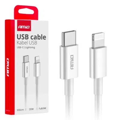 USB-C nabíjecí kabel - LIGHTNING IPHONE PD 20W 100cm FullLINK AMIO-03898