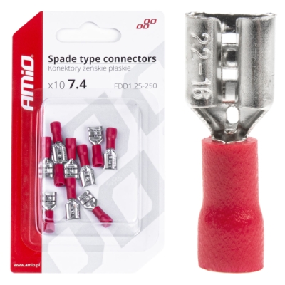 Izolované konektory ploché 7,4mm 0,5-1,5mm2 10A 10 ks AMIO-03062