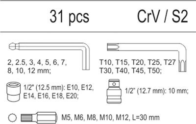 Avainsarja Hex, Torx / YT-55451