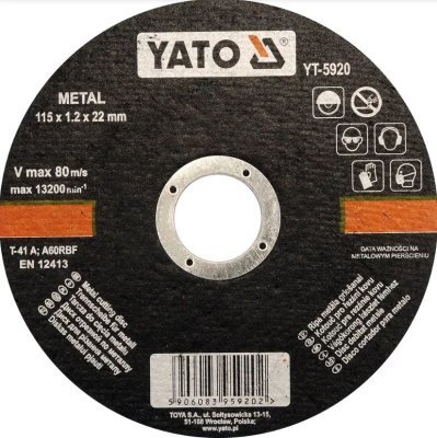 Katkaisulaikka, metalli 115x1,2x22mm / YT-5920
