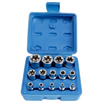 ASTA S-P14ES 1/4''+3/8''+1/2'' Tähti hylsysarja, 14 KPL