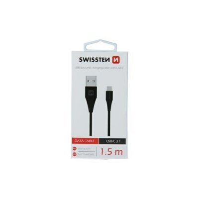 Kabel USB-C 3.1 + USB, 1,5 m (7mm), SWISSTEN černý