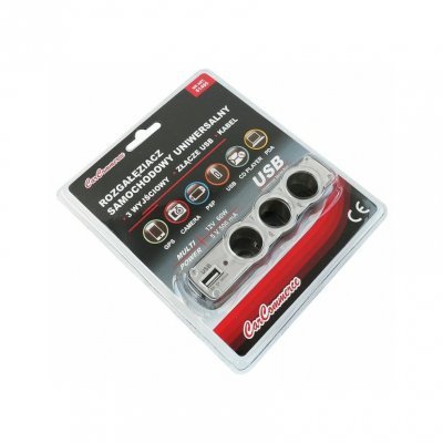 Roztrojka s kabelem 12/24V, 1xUSB