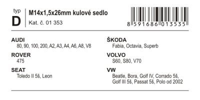Šrouby pojistné kol M14x1,50x26 mm D