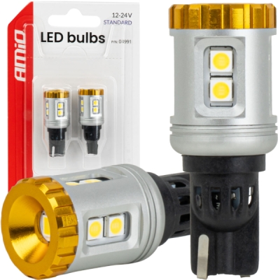 LED žiarovky STANDARD T15 3030 8SMD + 3020 1SMD White 12/24V AMIO-04991
