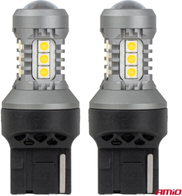 LED žiarovky STANDARD 7440 W21W 3030 15SMD White 12/24V AMIO-04996