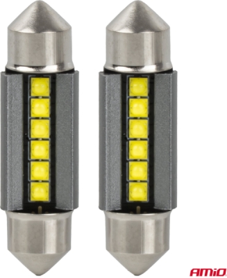 LED žiarovky CANBUS 36mm 2525 6SMD White 12/24V AMIO-05007