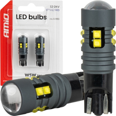 LED žiarovky STANDARD T10 2525 10SMD White 12/24V AMIO-04993