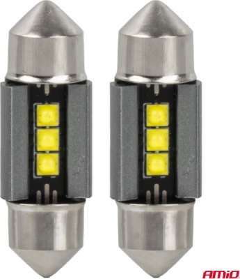 LED žiarovky CANBUS 31mm 2525 3SMD White 12/24V AMIO-05006