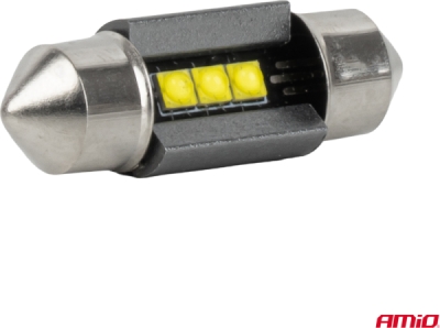 LED žiarovky CANBUS 31mm 2525 3SMD White 12/24V AMIO-05006