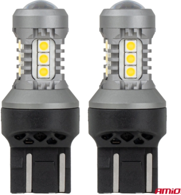 LED žiarovky STANDARD 7443 W21/5W 3030 15SMD White 12/24V AMIO-04998