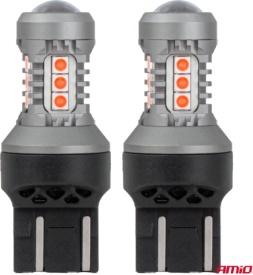LED žiarovky STANDARD 7443 W21/5W 3030 15SMD Red 12/24V AMIO-04999