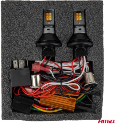 LED denné svetlá 2v1 s integrovaným smerovým svetlom 1156 3535 12SMD 12/24V AMIO-05005