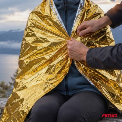 Prikrývka prvej pomoci, termoprikrývka 160 cm x 210 cm AMIO-05057