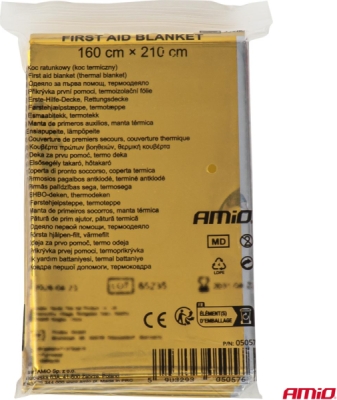 Prikrývka prvej pomoci, termoprikrývka 160 cm x 210 cm AMIO-05057