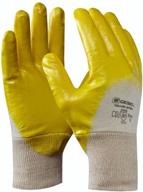 GEBOL - Pracovné rukavice pre montážne práce YELLOW NITRIL č.9, s nitrilovou ochrannou vrstvou