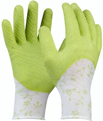 GEBOL - Pracovné rukavice záhradné FLOWER GREEN č.7, s latexovou ochrannou vrstvou