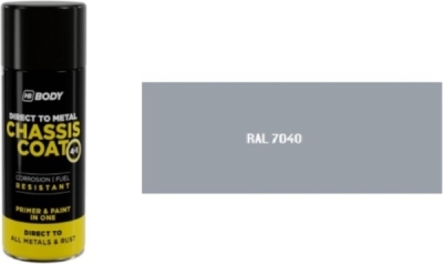 HB BODY - 410 chassis coat, polomat - farba na kov a strechy 4 v 1 RAL 7040 sprej 400ml