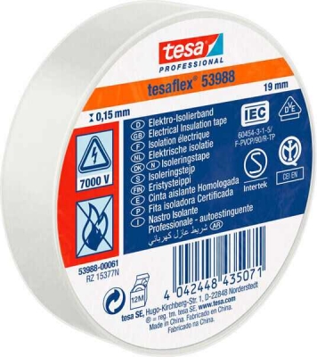 TESA - 53988 elektro izolačná páska tesaflex 20M X 19MM biela