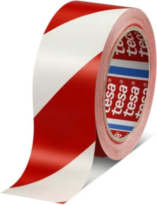 TESA - 65537 výstražná páska, označovacia páska 3x 50mm červeno-biela