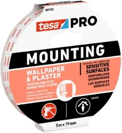 TESA - 66743 obojstranná páska na štruktúrované povrchy 1,5m x 19mm biela