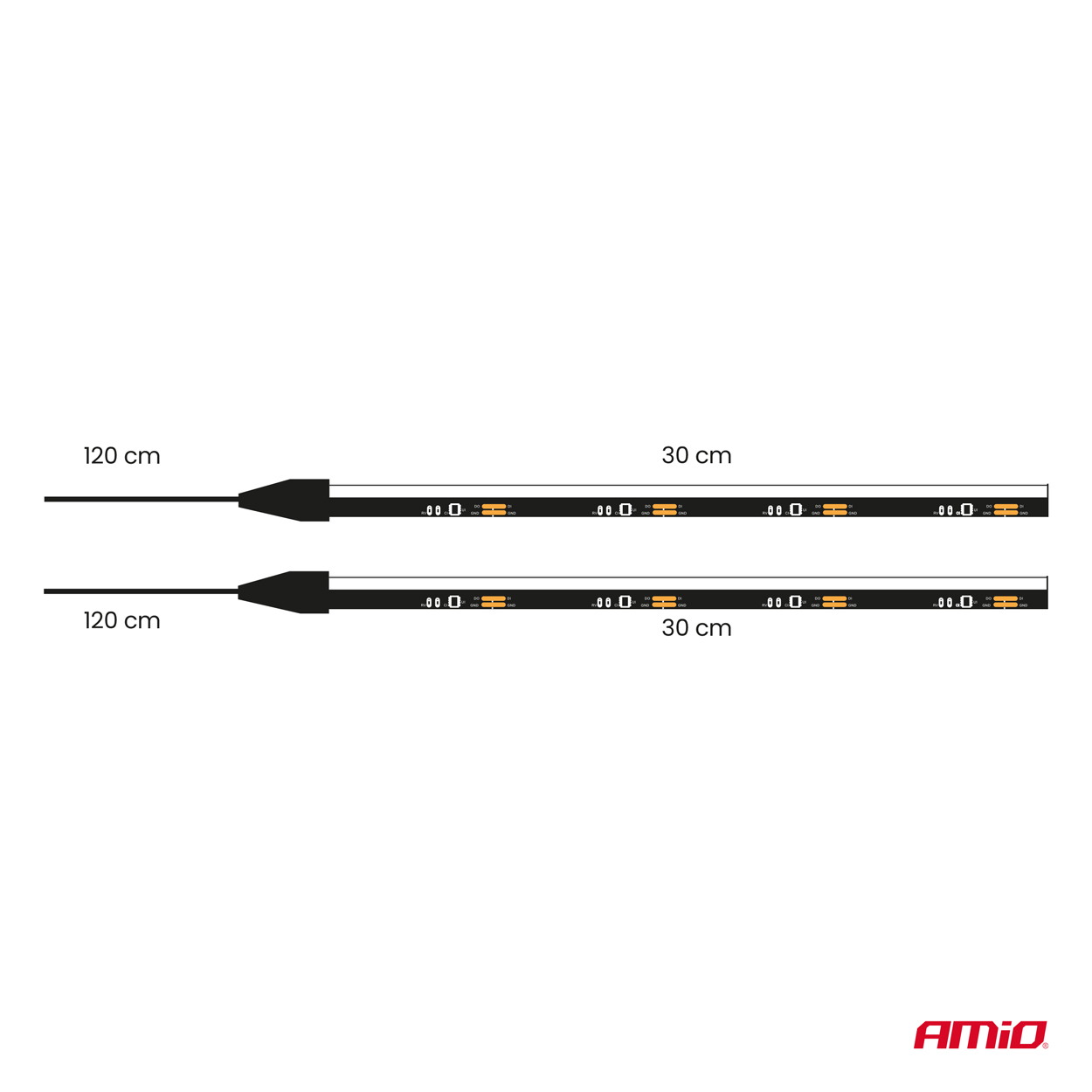 AMiO - LED pásiky COB do auta - bočné biela 2x30cm 12V