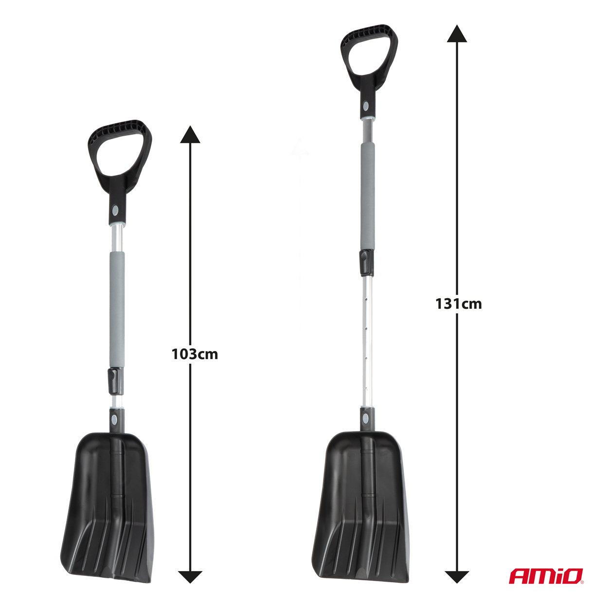 AMiO - Teleskopická lopata na sneh s hliníkovou čepeľou 103-131cm