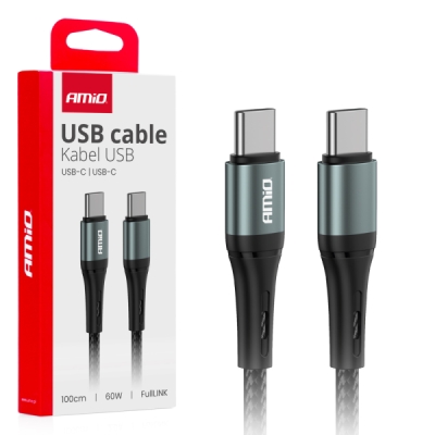 AMiO - Kábel 'USB-C na USB-C 60W 100cm FullLINK