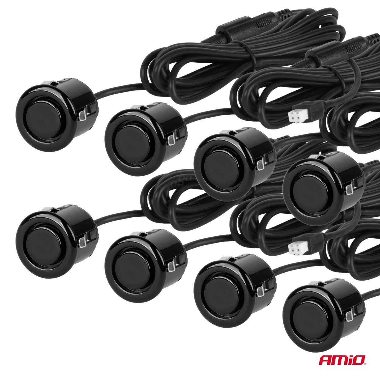 AMiO - Parkovací asistent LED 8-senzorově čierne GOLD 18mm