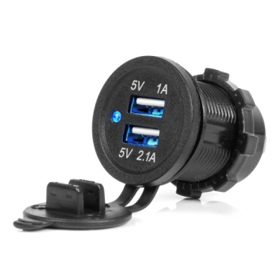 AMiO - Nabíjačka do auta 2x USB 3.1A 12/24V vodotesná
