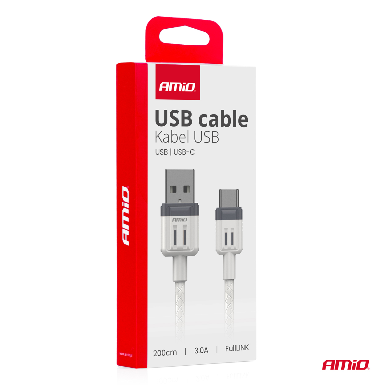 AMiO - Kábel USB na USB-C 3A 200cm FullLINK