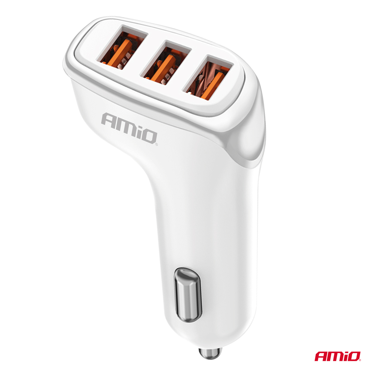 AMiO - Nabíjačka do auta 3x USB-A 3.1A 12/24V