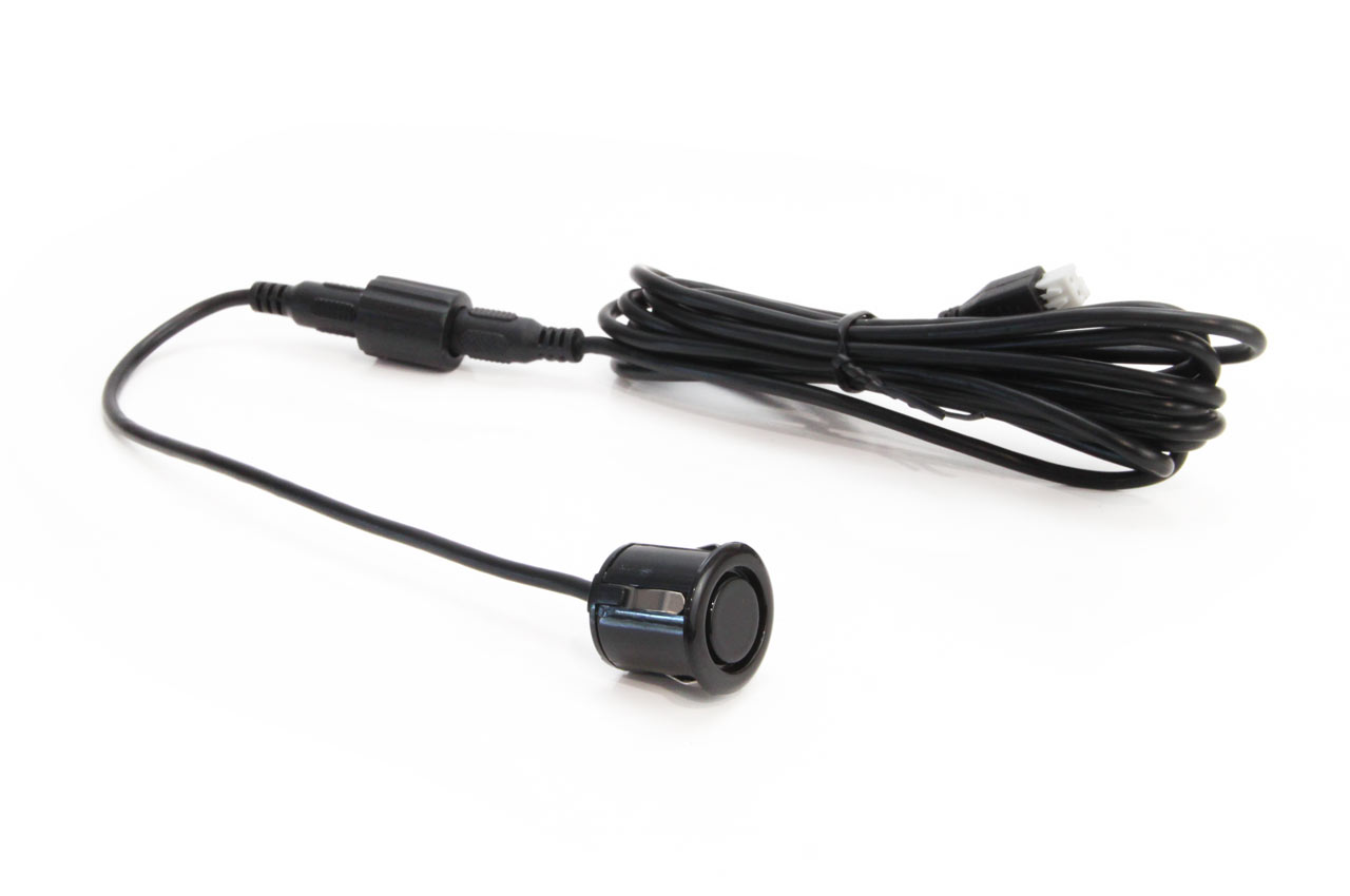 AMiO - Parkovací asistent TFT01 4,3” s kamerou CAM-402 LED v podložke pod ŠPZ, 4-senzorové, čierne GOLD 18mm