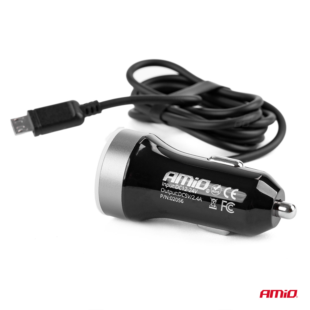 AMiO - Nabíjačka do auta 12/24V Micro + 2x USB 2.4A PCH PRO-01