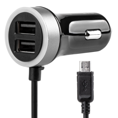 AMiO - Nabíjačka do auta 12/24V Micro + 2x USB 2.4A PCH PRO-01