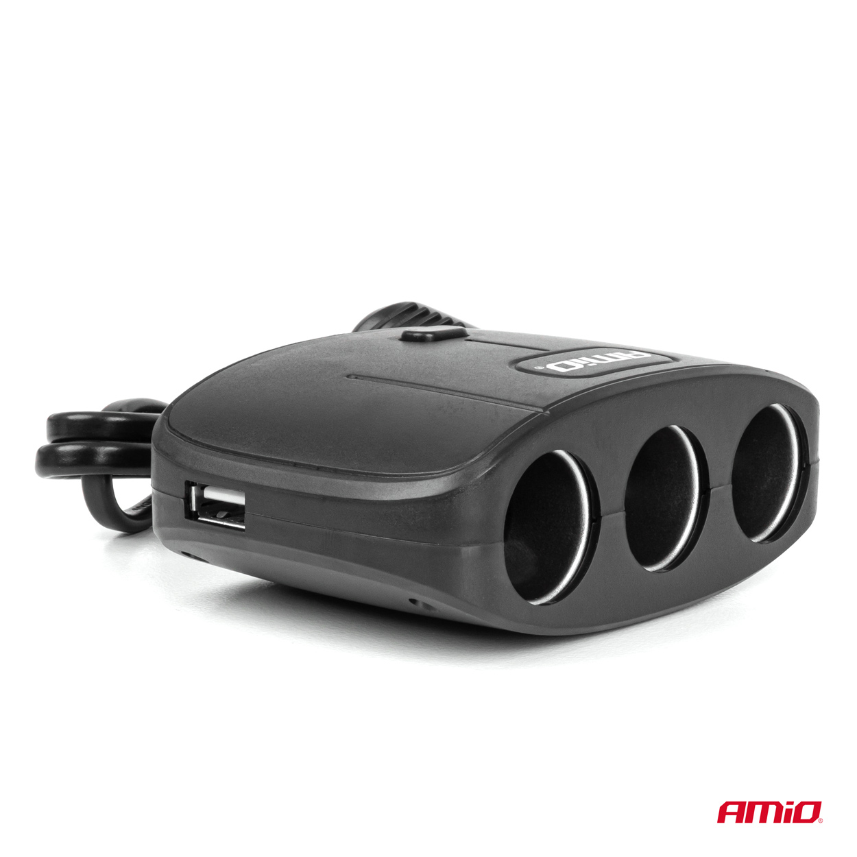 AMiO - Predlžovacia zásuvka 2x USB-A ON/OFF 12/24V 100W 70cm